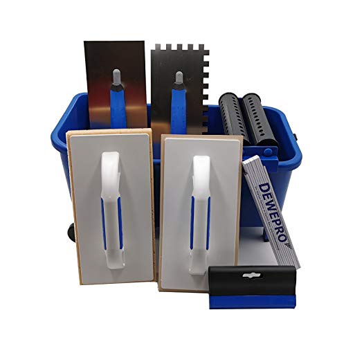 DEWEPRO® 10-teiliges Fliesenleger Waschset L - 16l Waschbox - Schwammbrett - Fugengummi - Zahnkelle 10x10mm