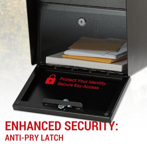 Large Locking Mailbox for Outside, RAINHOL All-Metal Modern Security Mailbox with 2 Keys, 21\" x 11.2\" x 10.5\", Black