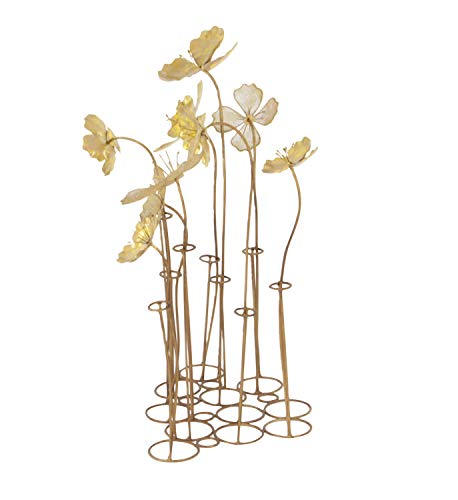 Deco 79 Metal Floral Sculpture With Mesh Netting Detail, 16" X 9" X 21", Gold #TOP6