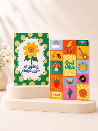 Image of DOODLE Notebook Set of 2 | A5 Undated Planner & Ruled Journal | 160 Pages Each, 12-Month Planner + 148 Ruled Pages | 80 GSM Thick Paper | Cute Notebook for School, College, Office & Gifting