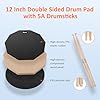 Sovvid 12 Inches Drum Pad and 5A Drum Sticks, Double Sided Snare Drum Practice Pad for Drummers, Silent Practice for Adults and Kids with Storage Bag - Black #5