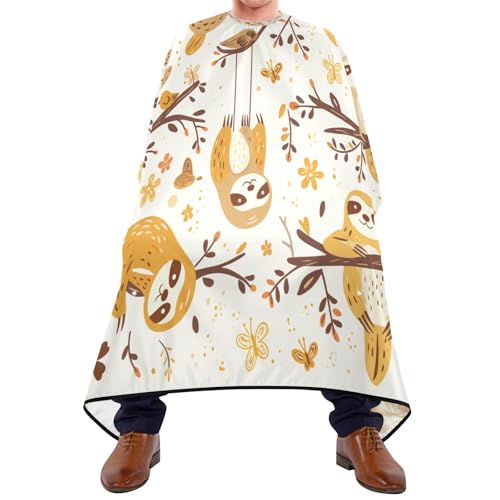 Kigai Cute Sloth Hair Cutting Cape for Men & Women Waterproof Barber Cape Professional Hairdressing Salon Styling Apron with Adjustable Closure Snap
