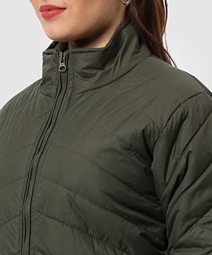 Image of PINACOLADA Women's Pink Puffer Regular Fit Bomber Jacket For Winter Wear | Standing Collar | Full Sleeve | Buttoned | Casual Jacket For Woman & Girl | Western Stylish Jacket For Women