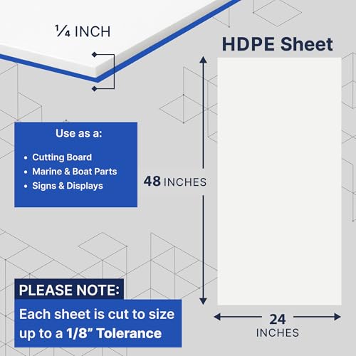 Image of Duco USA-Made HDPE Sheet 1 /4 Inch Thick 24 inch x 48 inch - 2 Pack of White HDPE Plastic Cutting Board Plastic Sheet for Kitchen, Signs, Crafts, Shelf Board, and Dishwasher Friendly