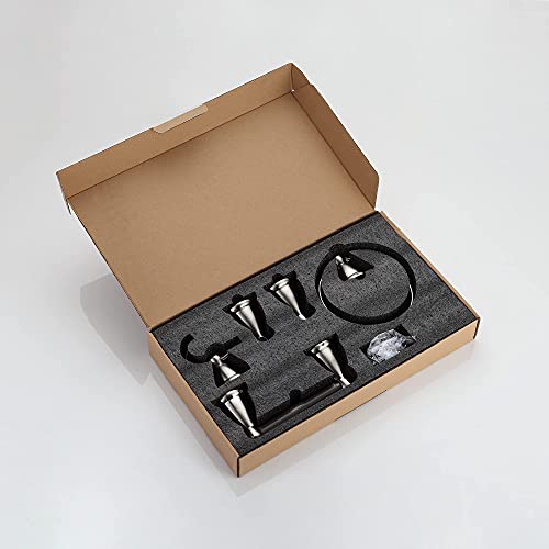 Bgl 4-Piece Bathroom Accessory Set Brushed Nickel Bathroom Hardware Set 24 Inches Adjustable Towel Bar Towel Ring Paper Holder Robe Hook #TOP6