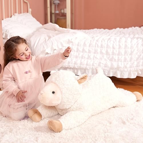 Image of IKASA Large Sheep Cuddly Toy, Giant Soft Toy, Large Plush Toy, Giant Plush Toy, 78 cm, Fluffy Jumbo Plush Toys, Soft XXL XL Stuffed Toys, Cute, Gift for Children (White, 78 cm)