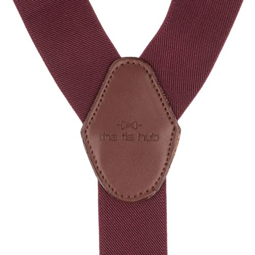 Image of The Tie Hub Suspenders for Men | Slim Clip-On Y-Back Elastic Braces | Adjustable 1.25 Inch | Formal Wedding Office
