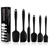 Juego de 6 Espátulas de Silicona para Cocina, Antiadherentes y Resistentes al Calor hasta 230°C, Negro