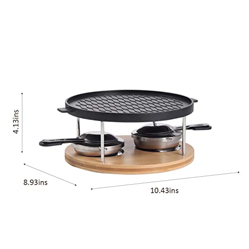 Artestia Non-Stick Cast Aluminum Grill Plate, Smokeless Indoor Table Grills With Bamboo Platter, Tabletop Cooker For Bbq Party, Cook Meat, Viggies, Two Rechauds #TOP4