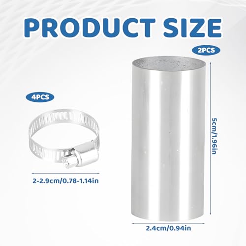 2 PCS Abgasrohr Standheizung, Abgasschlauch Standheizung, 24mm Abgasrohr Verbinder, Verlängerungsrohr aus Edelstahl mit 4 Klemmen, 50mm Auspuff Verlängerungsrohr für Autos Stromerzeuger Diesel Heizung