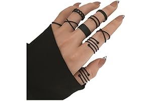 Women's Black Knuckle Rings Set