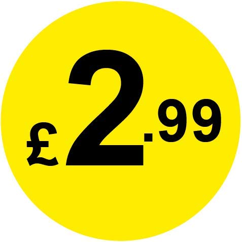 Permanent Adhesive - Black & Yellow 30mm Price Stickers/Labels from 10p to £5.25, 200, £2.99 — image 1
