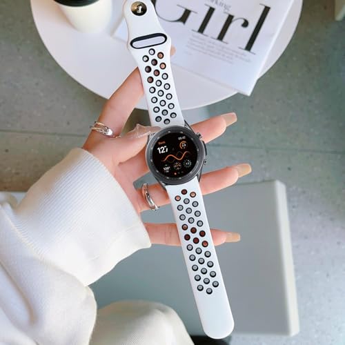 Image of TECHONTO Soft Silicone 22mm Watch Band Strap with Rust-Free Button Compatible with Amazfit GTS 2 Mini, Bip, GTS, Samsung Galaxy Watch 4 & Watch 5 (White & Black)