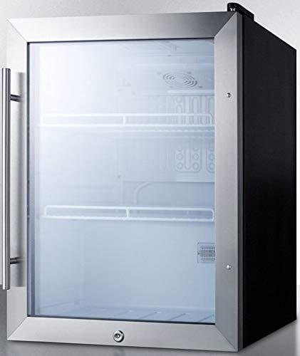 Summit Appliance Scr314L Commercially Approved Countertop Beverage Cooler With Glass Door, Automatic Defrost, Interior Led Light, Adjustable Thermostat, Sealed Back, Front Lock And Black Cabinet #TOP1