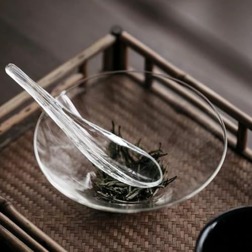 Cuenco de vidrio resistente al calor con cuchara para té matcha elegante 8
