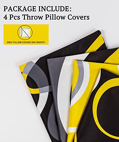 D Difaric Yellow And Black Throw Pillow Covers 18X18 Inches Set Of 4 Decor Decorative Throw Pillow Cover Abstract Modern Geometric Square Cushion Cases For Sofa Bed Couch #TOP4