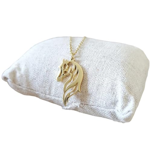 Collier cheval acier inoxydable doré ou argenté (45, Or)