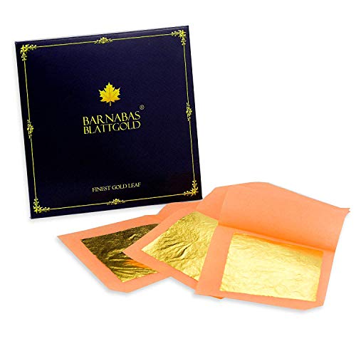 Barnabas Blattgold Edible Gold Leaf 24K - Cake Decorations, Loose Gold Leaf Sheets for Cupcakes - 1.5 inches, Interleaf of 12
