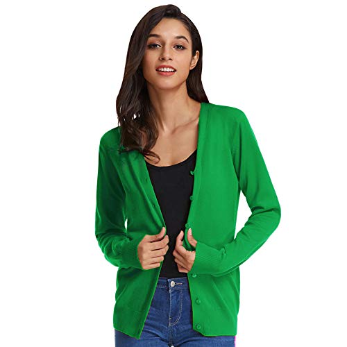 GRACE KARIN Women's Long Sleeve Button Down Sweater Classic V-Neck Knit Cardigan2