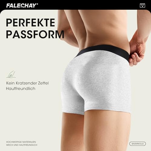 Falechay Boxershorts Herren Unterhosen Männer Boxer Shorts 6er Pack Unterwäsche Baumwolle Sportunterhosen für Herren Ohne Kratzenden Zettel Sport Unterhosen Schwarz-Grau XL