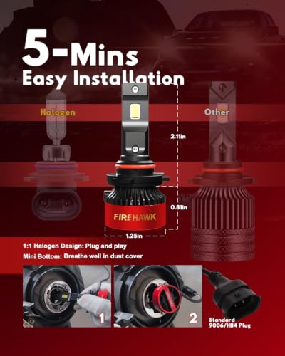 Image of Firehawk 9006 HB4 Bulbs 70000LM 990% Brighter 6000K IP68 Fog Light 2 Pack
