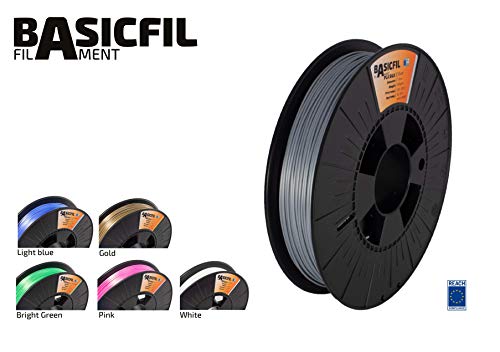 BASICFIL PLA SILK  1.75mm, 500 gr, 3D printing filament , Argent