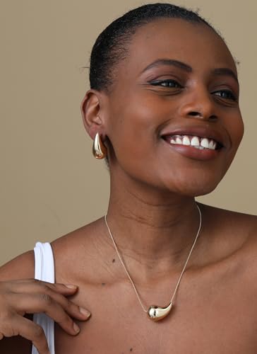 Teardrop Necklace Earrings Jewelry Set for Women, Dupes Drop Dainty 14k Gold Plated Water Hypoallergenic Pendant Necklace2