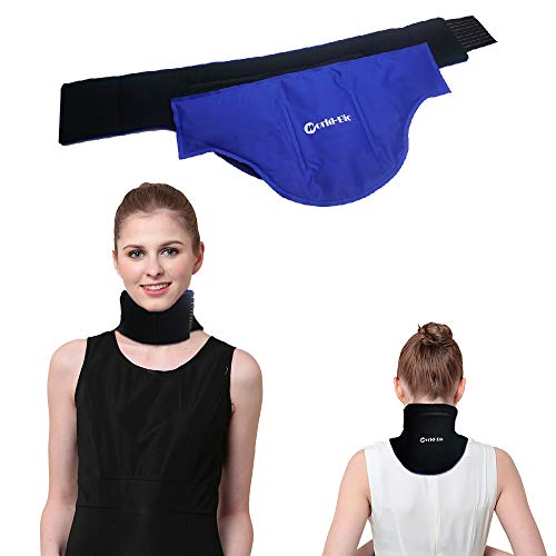 WORLD-BIO Neck Ice Pack, Hot/Cold Gel Pad & Adjustable Compress Wrap for Injuries
