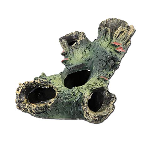 Johe Masheko Imitation Log Resin Hollow Trunk Decoration,Small Fish Houses,Betta,Hermit Crab, Peacock Fish, Blue Ram, Small Fish, Etc（1PCS）