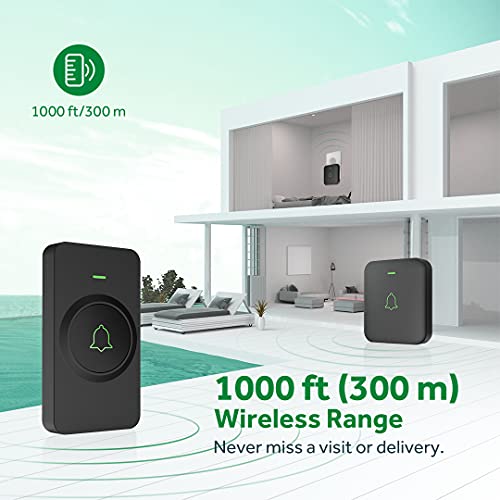 AVANTEK Wireless Doorbell, 1000ft Long Range IP55 Waterproof Door Bells with 2 Cordless Wireless Plug-in Receivers, 5 Levels Volume, 52 Melodies, LED Flash, CB-12 - 6