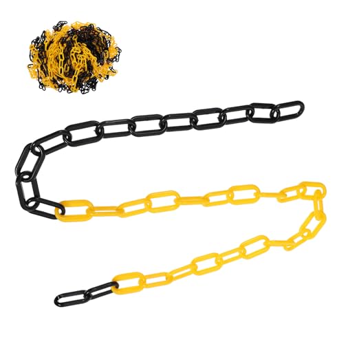 Cabilock Cadena de Barrera de Seguridad de Plástico Ligera 6 Mm 25 Metros Amarilla y Negra para Control de Multitudes, Estacionamientos, Obras y Señalización Industrial