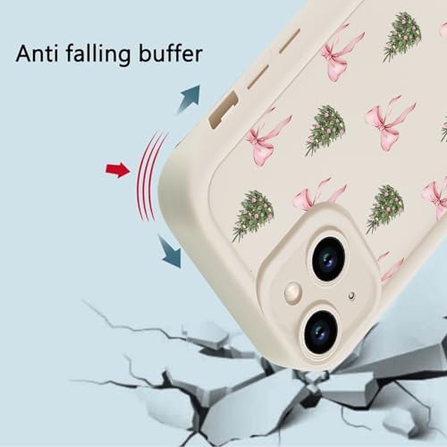 Aoldimu 2 Pack Christmas Phone Case for iPhone 15 6.1", Cute Xmas Tree Bow Pattern Cover for Women Girls, Aesthetic Pink Bows Design Shockproof Anti-Scratch Protection Funda for iPhone 15, White by Aoldimu - Used condition - Image 4