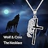 YAFEINI Cross Necklace Sterling Silver Wolf with Cross Pendant Necklace Celtic Knot Wolf Necklace Wolf Cross Jewellery Birthday Christmas Gifts for Women Men, Wolf Cross Necklace #5