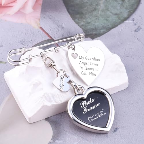 Image of LQRI Wedding Memorial Gift Wedding Boutonniere Bouquet Charm Pin Guardian Angel Grandma Walk Down The Aisle Bridal Charm in Memory of Grandma (grandpa)