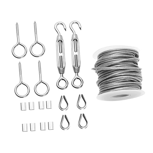 ARTIBETTER 19pc Set Stainless Wire Rope 15m Coated Cable Outdoor Light Hanging Kit