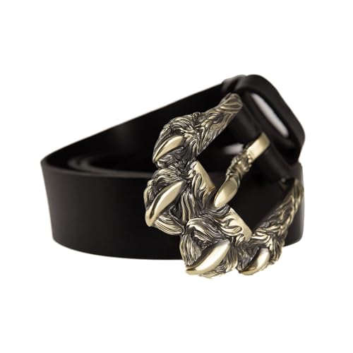 Leather belt with solid German silver belt buckle Wolftrack, wolf paw with claws, large beast claws belt, handmade big pin buckle belt3