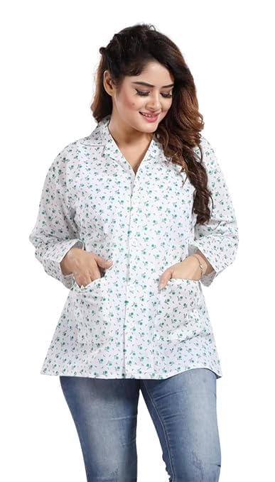 abrav Summer Coat for Women, Cotton, Lightweight, Breathable, Notch Collar, Long Sleeve, Design May Vary (Assorated Print)-picture-31