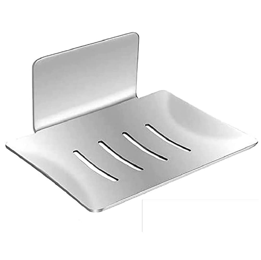 FülleMore Selbstklebende Seifenschale Wandmontage Seifenhalter Seifenkiste ohne Bohren rostfrei Edelstahl Schwammhalter Seifenablage für Bad Küche Dusche Spülbecken (Silber)