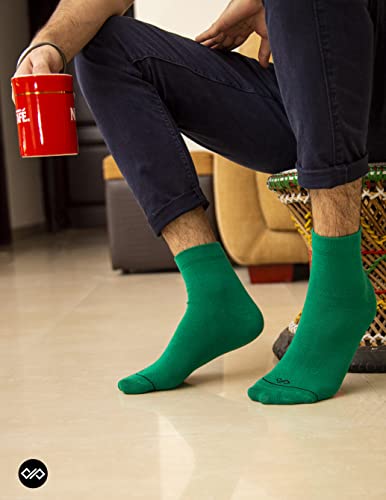 Image of DYNAMOCKS Men & Women Ankle Length Socks (Pack of 1 Pair; Green; Combed Cotton; Anti Odour; Breathable; Durable)