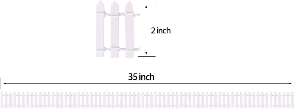 35 Inches Long Miniature Fairy Garden Fence Mini Wood Picket Fence Decorative Fence for Succulent Plant Pot DIY Diorama Project Height 2 inch 4-Pack (White)