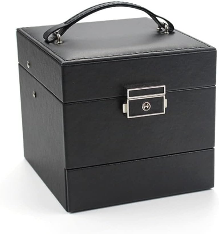 Jewelry Box Pu Multi-layer Jewelry Storage Box Jewelry Box Ear Stud Earrings Ring Storage Box(Black)