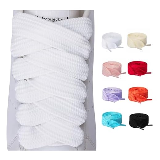 Olukssck 2 Paar 20mm Breite Dicke Schnürsenkel, Reißfeste Flach Schuhbänder für Sneakers, Sportschuhe, Turnschuhe, Freizeitschuhe, Weiß, 120cm