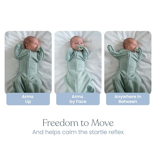HALO Sleepsack SwaddleStretch, Arms Up or Extended Arms, Newborn Baby Swaddle, 0 – 3 Months, 0.5 TOG, Calm Sage