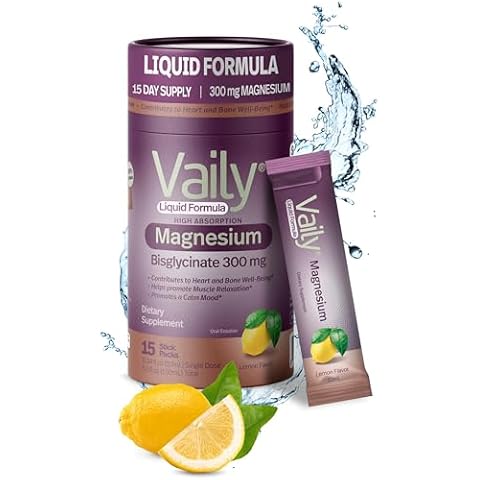 Vaily® Liquid Magnesium Supplement 300 mg - Enhanced Absorption, Heart & Bone Health - Helps Calm Restful Sleep - Liquid Magnesium Bisglycinate for Adults - Lemon Flavor,15PK Cover