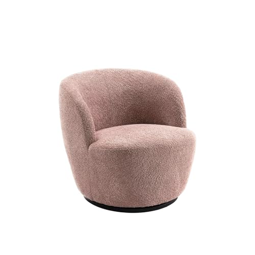 YOUNIKE Accent Chair Small Swivel Barrel Chairs 360° Rotation Teddy Velvet Single Sofa Modern Corner Round Club Boucle Armchair for Living Room Bedroom Office Hotel Lounge Nursery Apartment Pink by YOUNIKE - Used condition - US$181.54