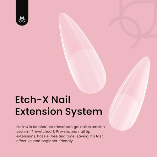 Image of Beetles Gel Nail Tips Etch-X, Stiletto Medium, 288Pcs 12 Sizes Pre-Etched