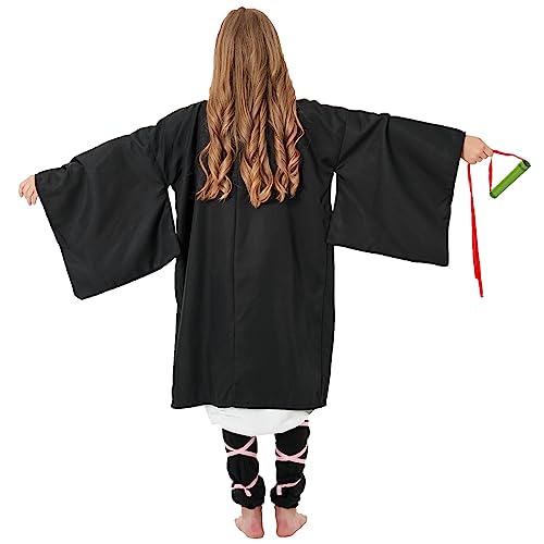 PTXZEQ Tanjiro Costume Kamado Demon Coslpay Outfit for Halloween Kids Audlt (pink, kids 150)