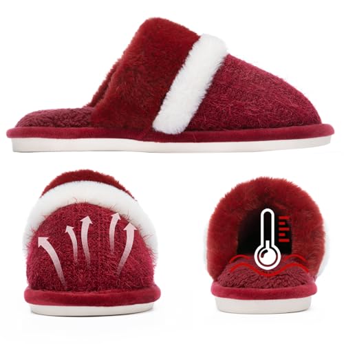 Image of GOEWY Cozy Slippers for Women Indoor and Outdoor Fuzzy House Shoes with Memory Foam Anti-Skid Sole Gifts for Women Mom Ladies