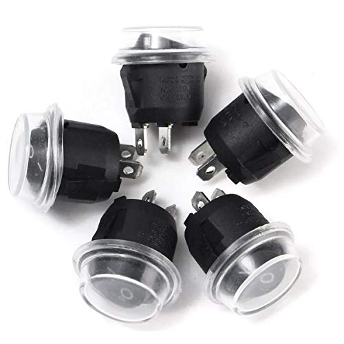 Lighting Accessories, 5pcs 6A/250V 10A/125V ON-Off SPST Round Boat Rocker Switch Waterproof Coat