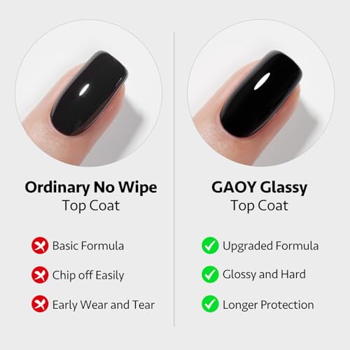 GAOY Gel Top Coat, Base Coat and White Gel Polish Set, 3 Pcs 16ml Clear Glossy No Wipe Combination and Color for UV Light Cure